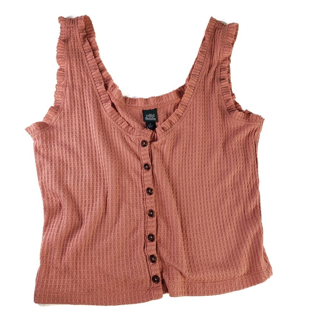 Wild Fable Waffle Knit‎ Cropped Tank L Dusty Coral